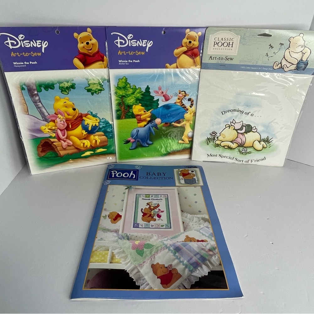 Art To Sew Disney Classic Pooh Quilt Craft 3 Squares Pooh Baby Cross Stitch Book - Picture 1 of 15